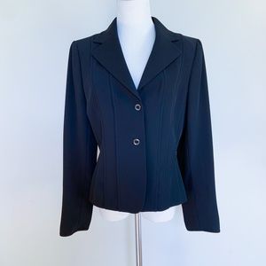 Tahari | Classic Short Office Black Blazer Jacket Long Sleeve 8